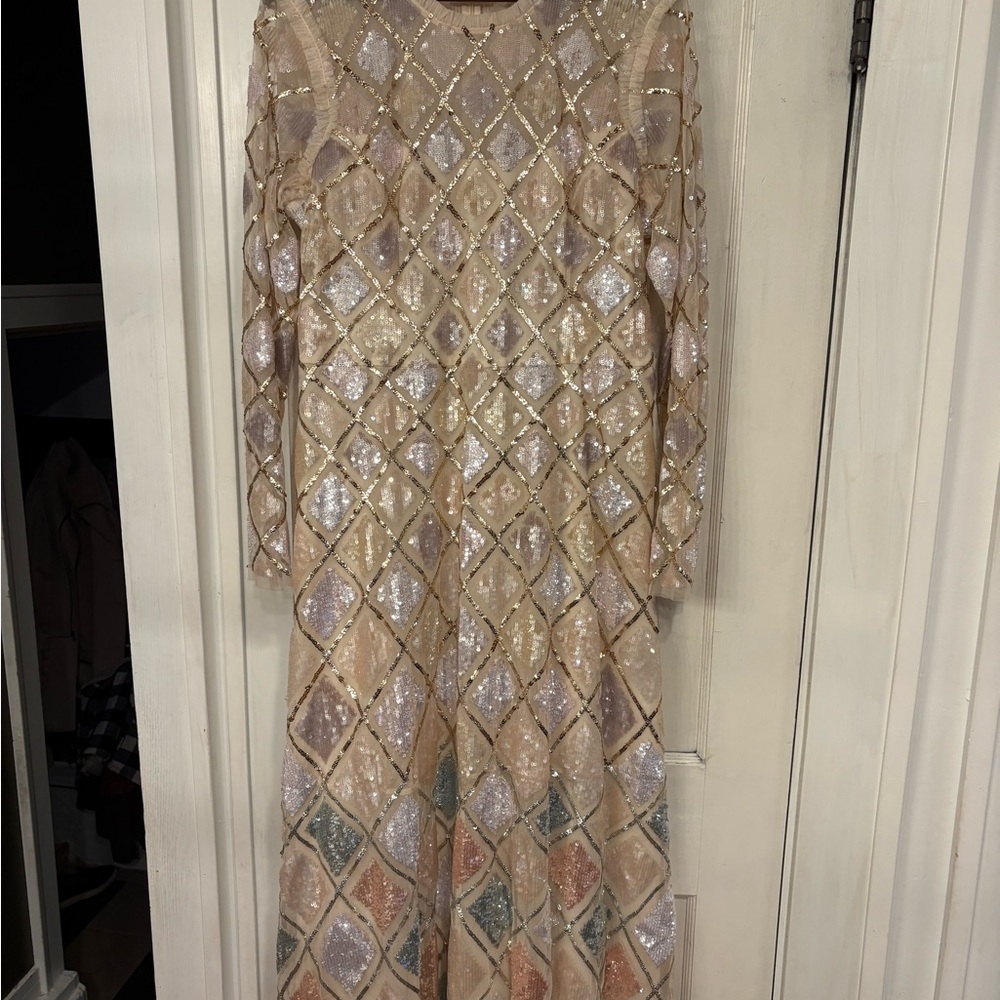 Needle & Thread Sequin Diamond Gown in moonscape - Picture 2 of 5